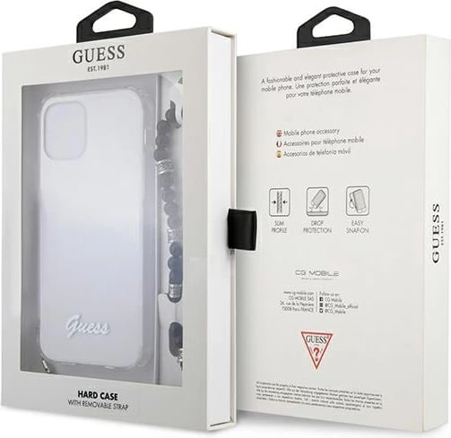 Mbështjellës Guess GUHCP12LKPSBK për iPhone 12 Pro Max 6.7", Transparent, me varëse Black Pearl Mbështjellës Guess GUHCP12LKPSBK për iPhone 12 Pro Max 6.7", Transparent, me varëse Black Pearl