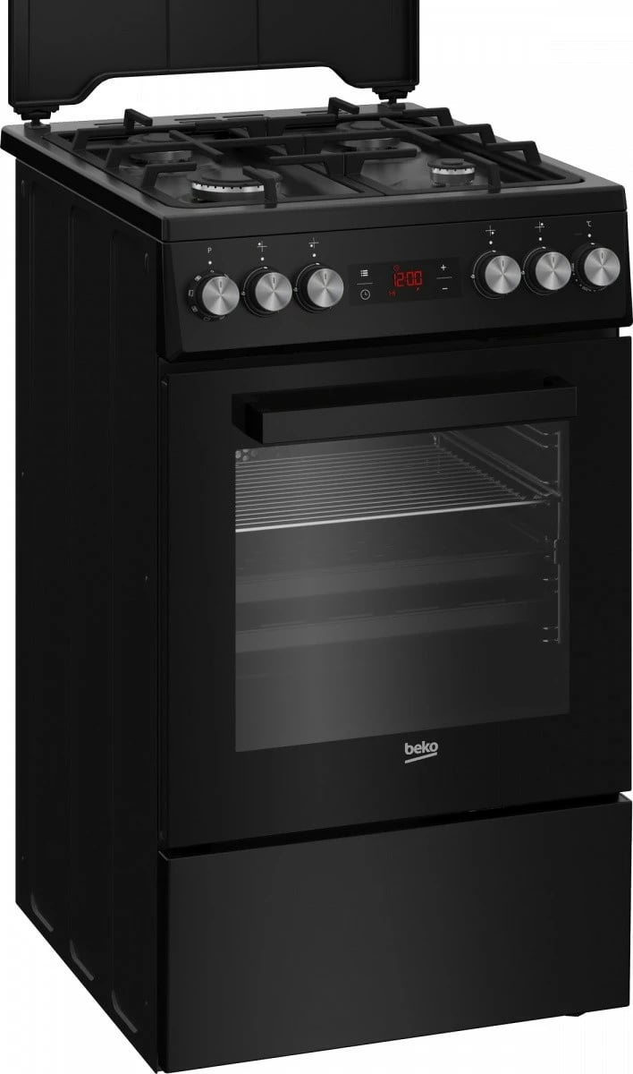 Furrë dhe pianurë Beko FSM52331DBDS, 60L, 4 zona, gaz dhe rrymë, e zezë