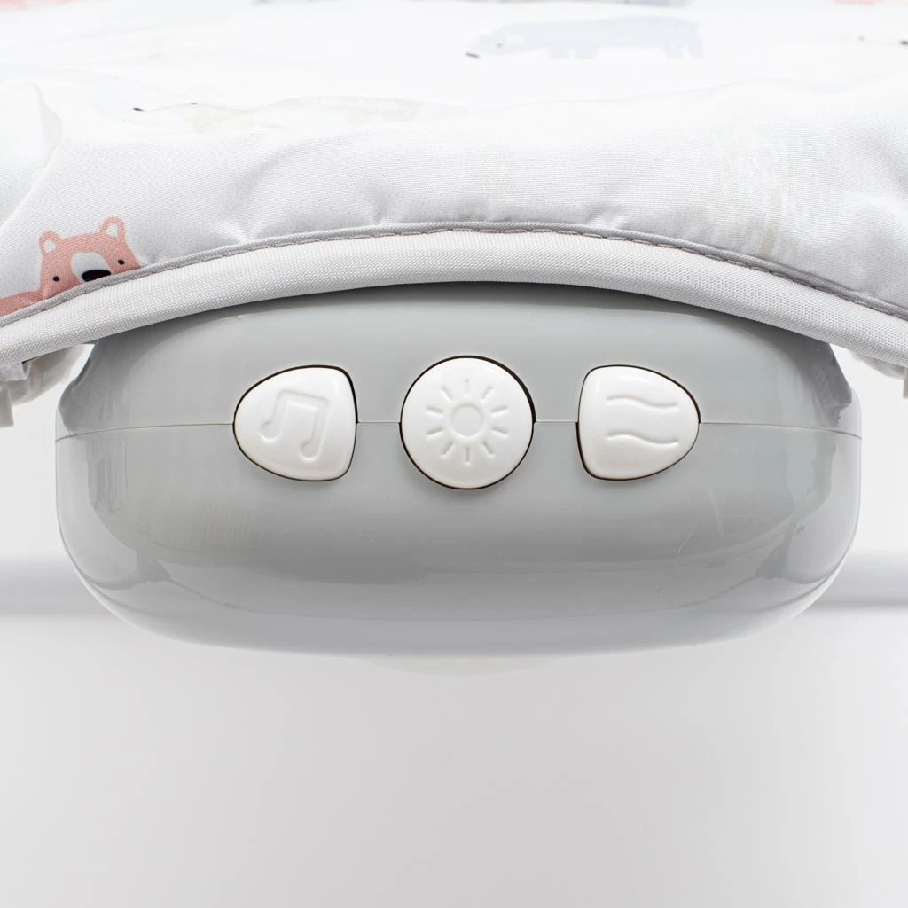 Karrige lëkundëse multifunksionale për bebe, Baby Mix Snail, muzikë/dritë/vibrim, deri 18 kg, gri