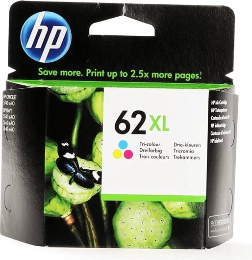 Bojë printeri, HP, 62XL C2P07AE, kapacitet 415 faqe, XL, shumëngjyrëshe C/M/Y