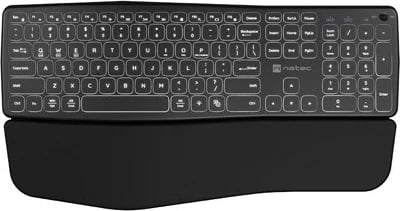 Tastierë NATEC Porifera, Wireless Bluetooth + 2.4GHz, Ergonomike, me ndriçim