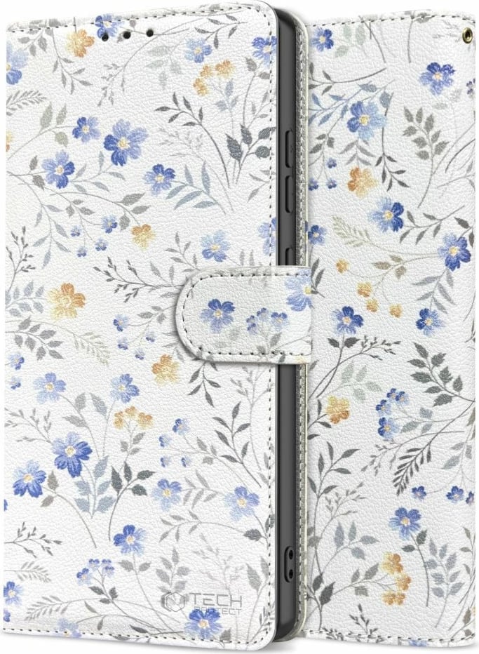 Mbështjellës Tech-Protect Wallet për Xiaomi Redmi Note 14 Pro 5G / 14 Pro+ 5G / Poco X7 5G, Daisies with Leaves, Bardhë/Transparent