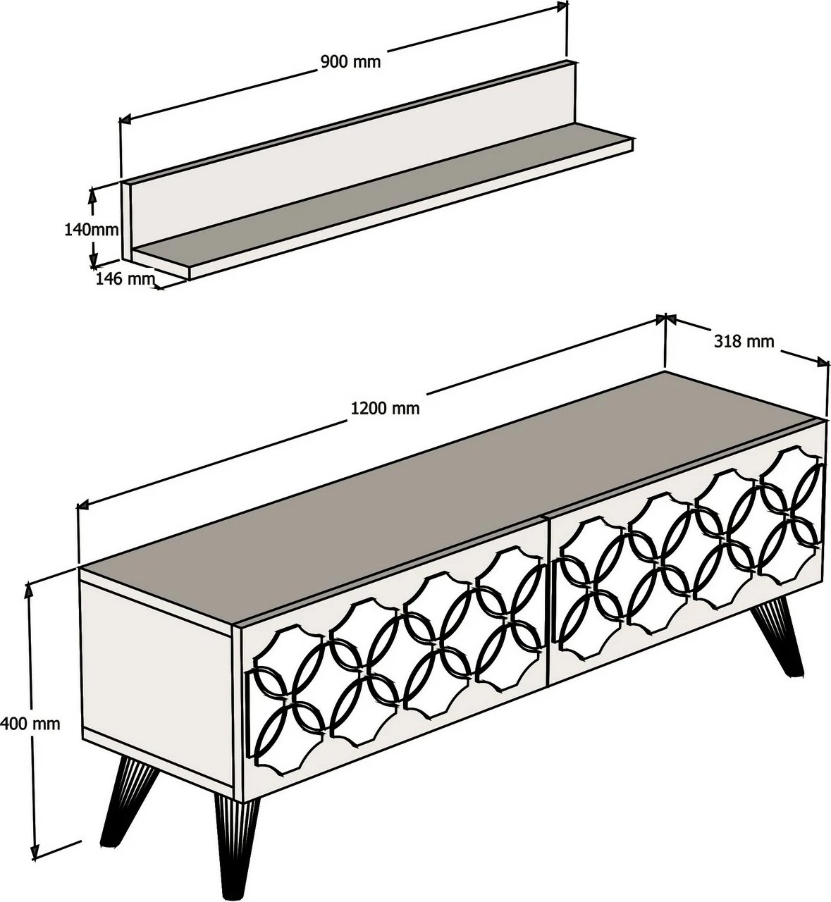 Konsolë TV Hanah Home, model Nisan, ngjyrë arre