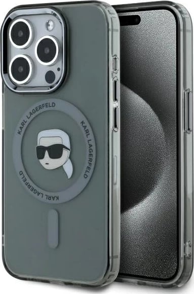 Mbështjellës Karl Lagerfeld KLHMP15XHLSKIK për iPhone 15 Pro Max 6.7", i zi, MagSafe