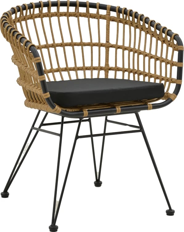Set tavoline me karrige Kliton-Naoki B, 5 pjesë, alumin anthracite, rattan natyral, 80x80x74cm