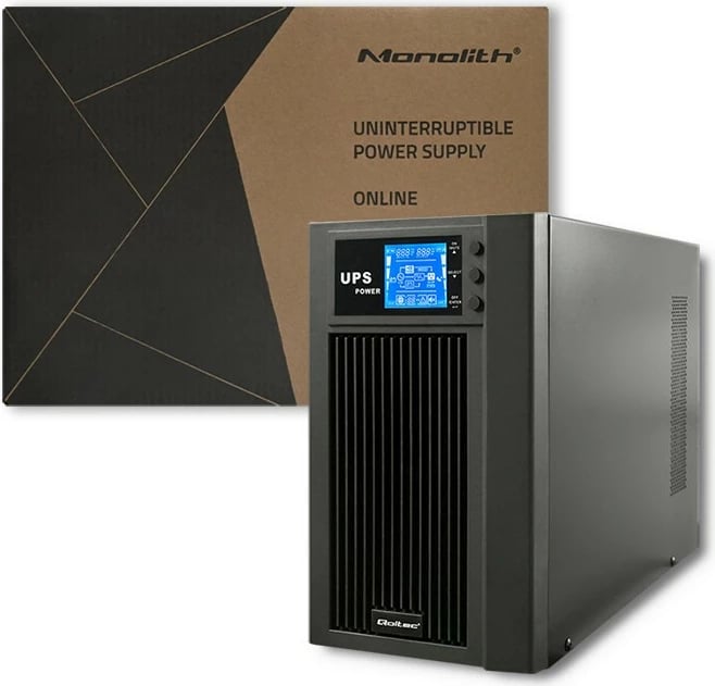 Kasë UPS Qoltec 53043, online, 3KVA, 2.4kW, LCD, USB, e zezë
