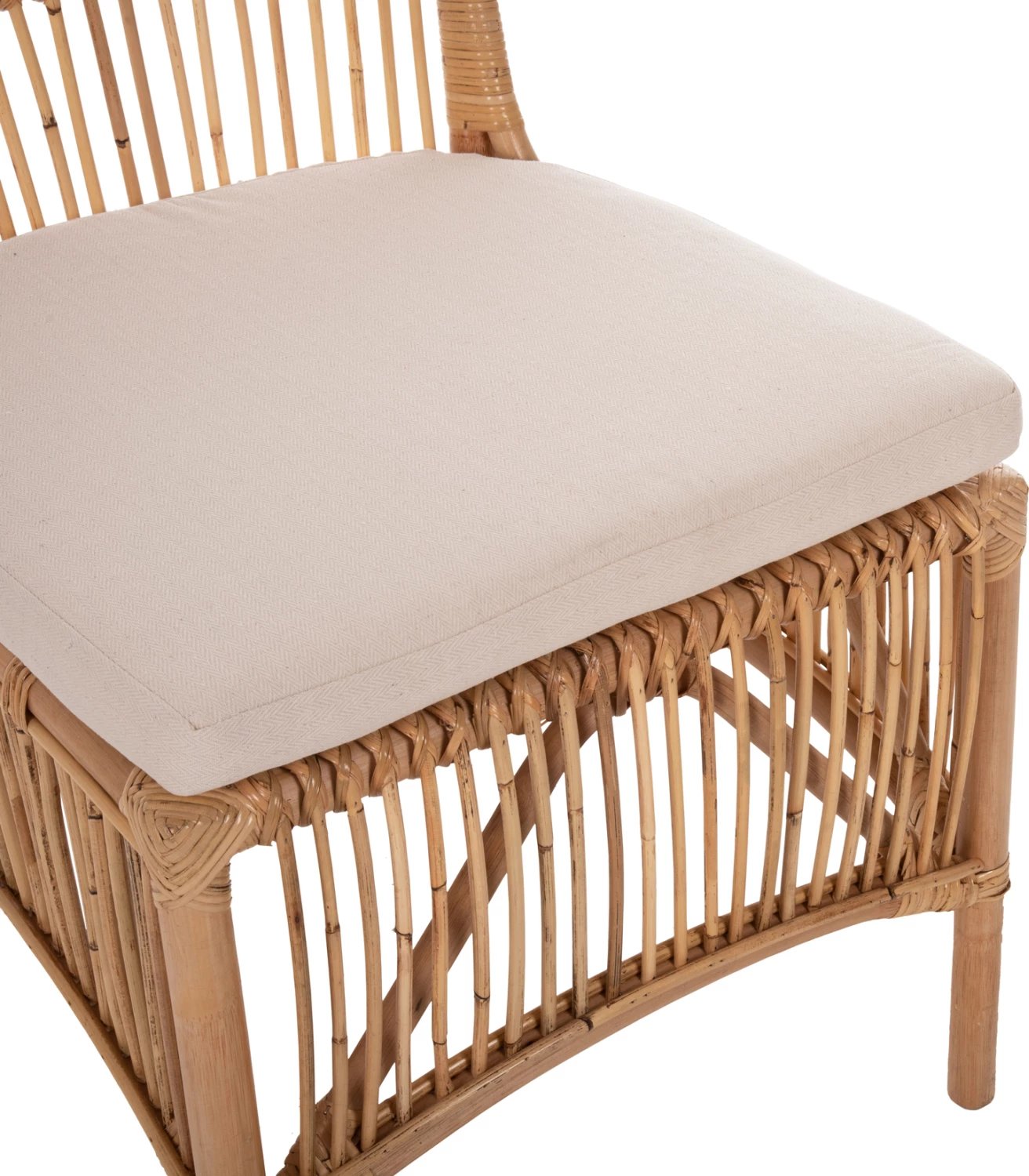 Karrige për ngrënie THALIN FH9834 rattan ngjyrë natyrale-jastëk ngjyrë bardhë 53x58x91Hcm