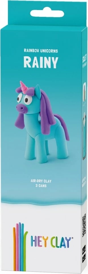 Masë modelimi Hey Clay Unicorns Rainy, 3 copë, 5 ngjyra