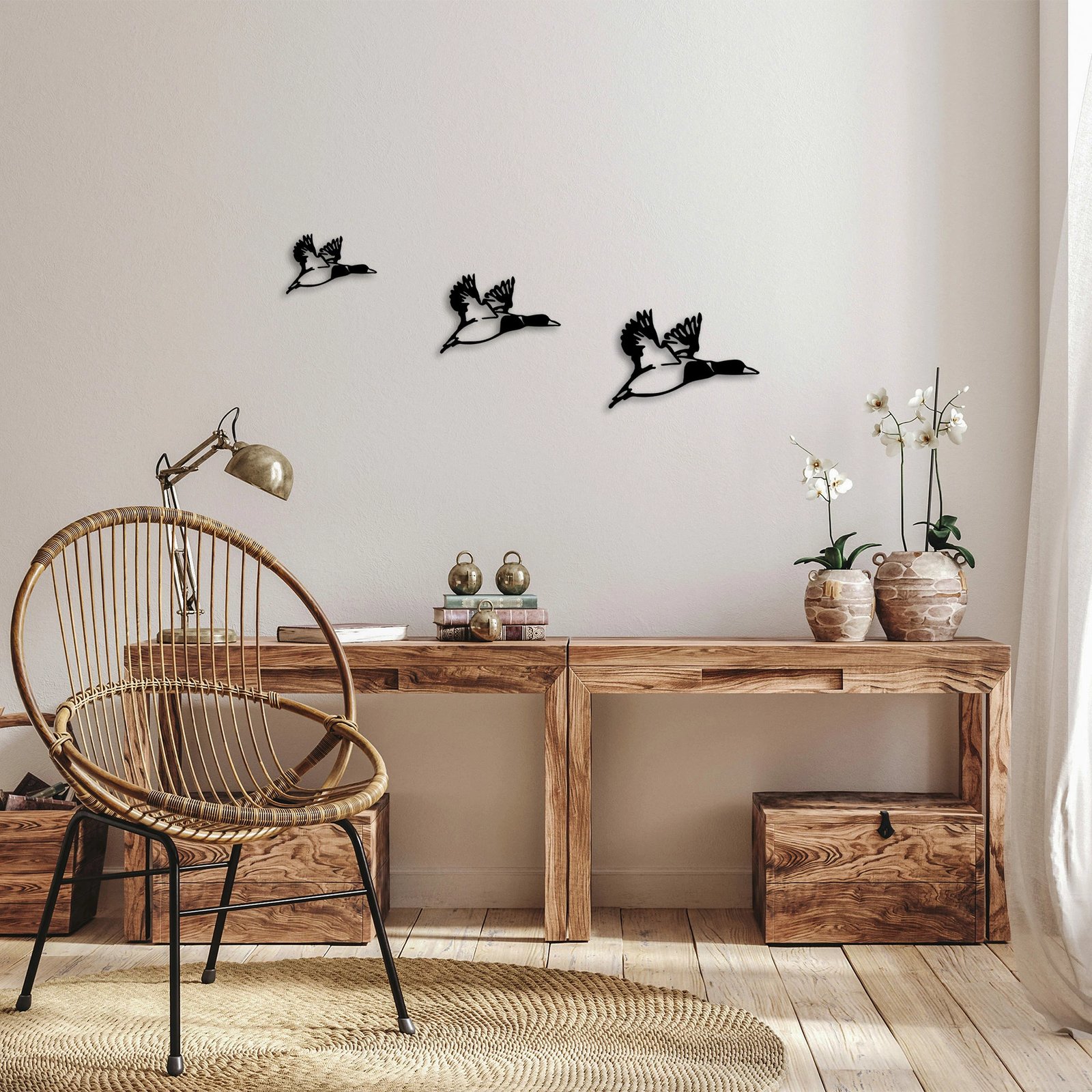 Aksesor dekorativ metalik për mur, rosat, Wallity, 3 copë, 290