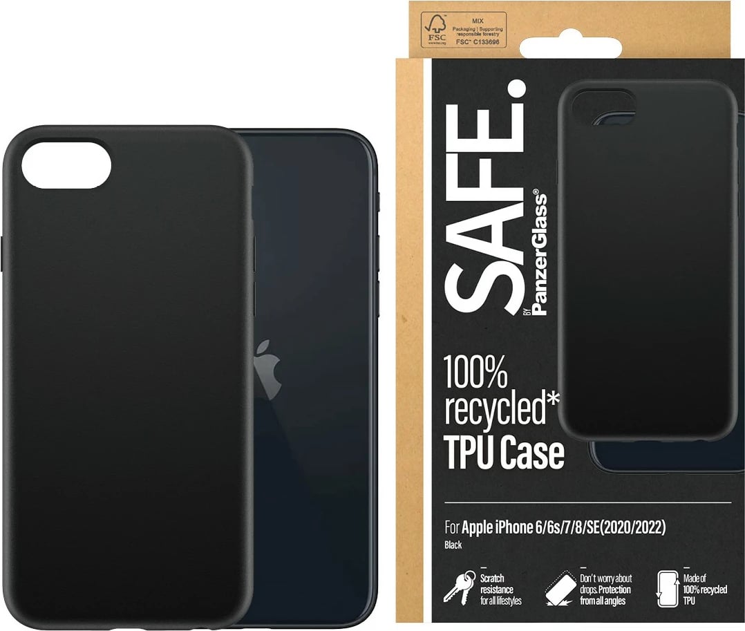 Mbështjellës PanzerGlass SAFE. TPU për iPhone 8/7/6s/6/SE, i zi