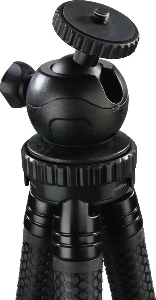 Tripod mini 3-në-1 Hama FlexPro 27 cm, MPN 4605, kokë sferike, montim 1/4", për celular dhe GoPro, e zezë
