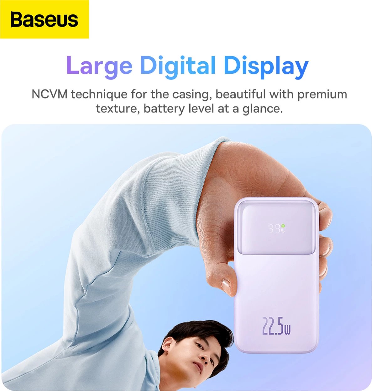 Powerbank Baseus Comet Series PPMD020005, 10000mAh, 22.5W, me ekran, vjollcë + kabllo USB-A/USB-C
