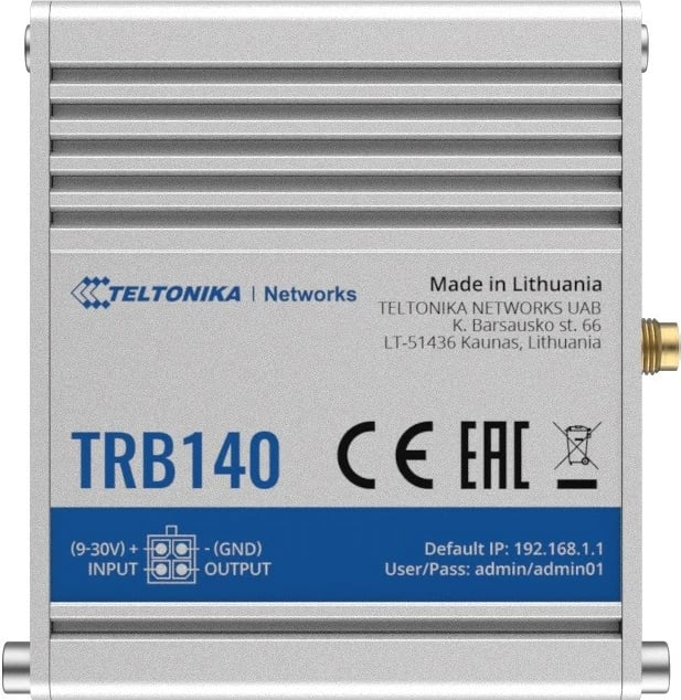 Gateway LTE Teltonika TRB140, Cat 4, PoE, USB, Aluminium
