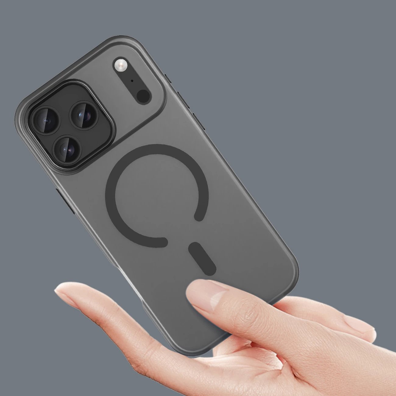 Mbështjellës Hurtel Magnetic Abrasive për iPhone 17 Pro, MagSafe, Mat Zi