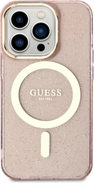 Mbështjellës Guess GUHMP14LHCMCGP për iPhone 14 Pro 6.1", Glitter Gold MagSafe, Rozë Mbështjellës Guess GUHMP14LHCMCGP për iPhone 14 Pro 6.1", Glitter Gold MagSafe, Rozë
