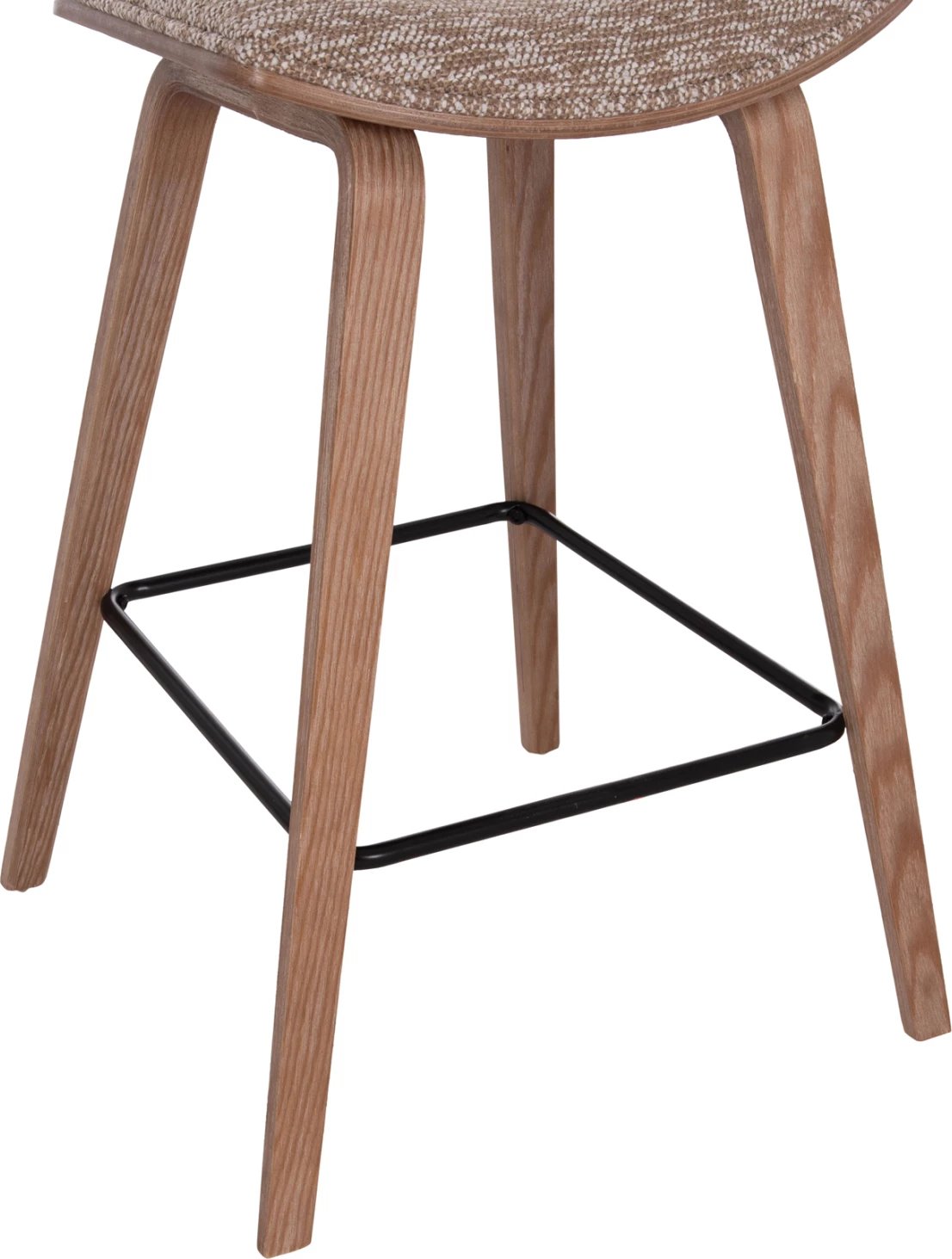 Karrige për bar, lartësi mesatare, INOVER FH9984.01, dru i bardhë, material kafe, 50x48x90cm