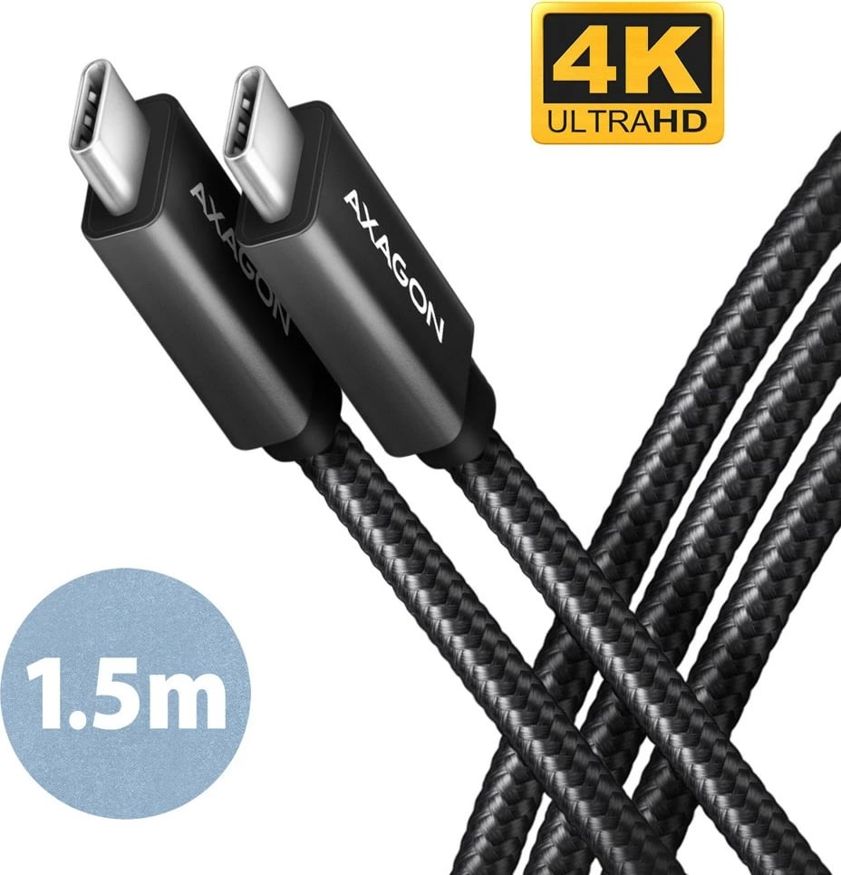 Kabllo USB-C AXAGON BUCM32-CM15AB, 1.5m, 100W, 20Gbps, i zi