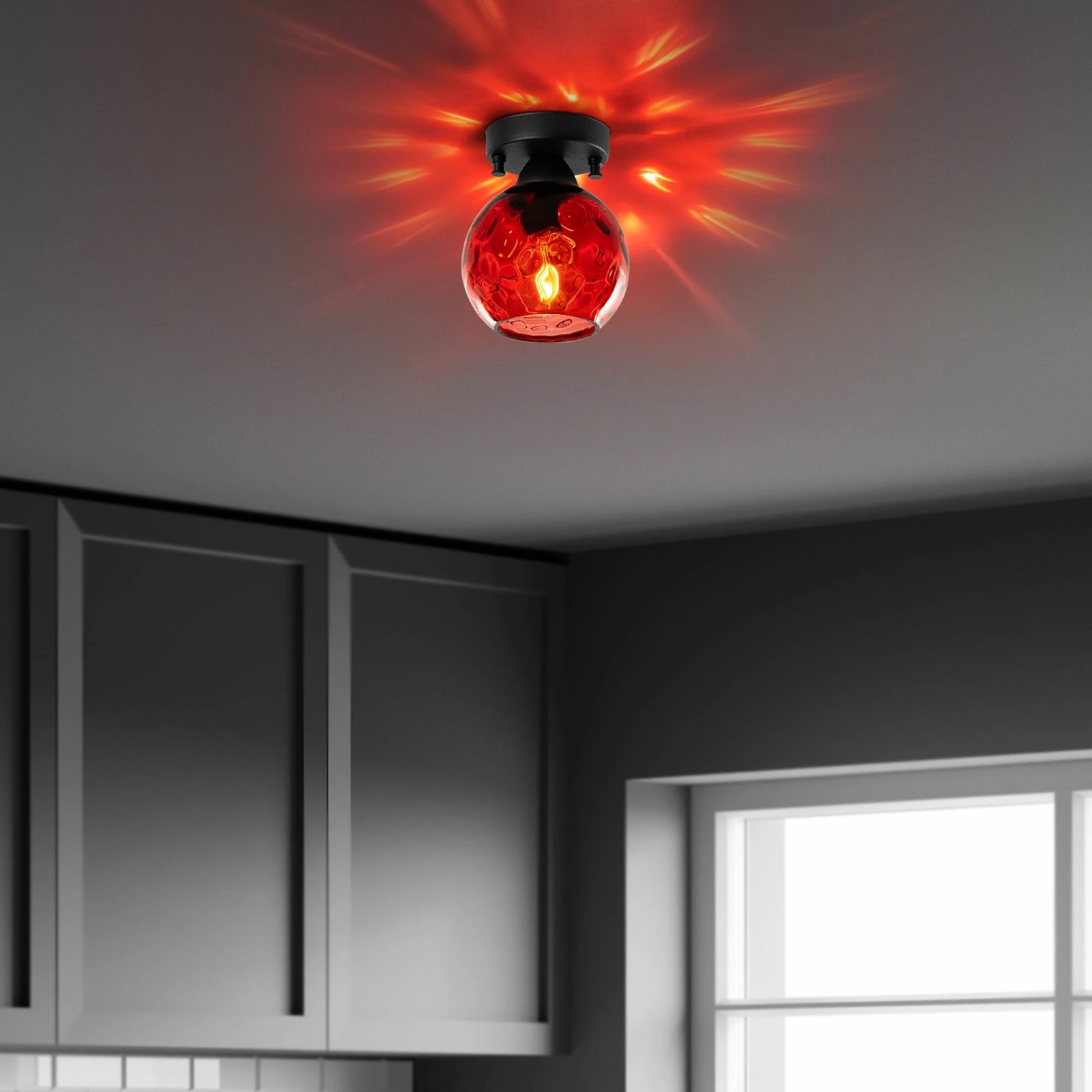 Llambë tavani Opviq Benek, e kuqe dhe e zezë, 15x15x18cm