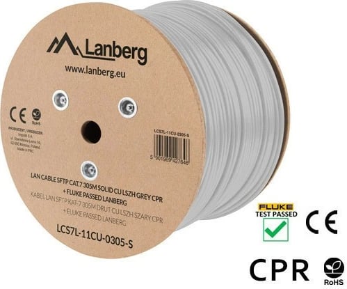 Kabllo rrjeti Lanberg LCS7L-11CU-0305-S, Cat 7, 305m, gri