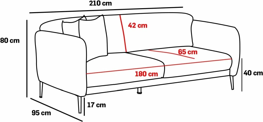 Divan-krevat treshe Simena, bezhë, këmbë metalike, Atelier del Sofa