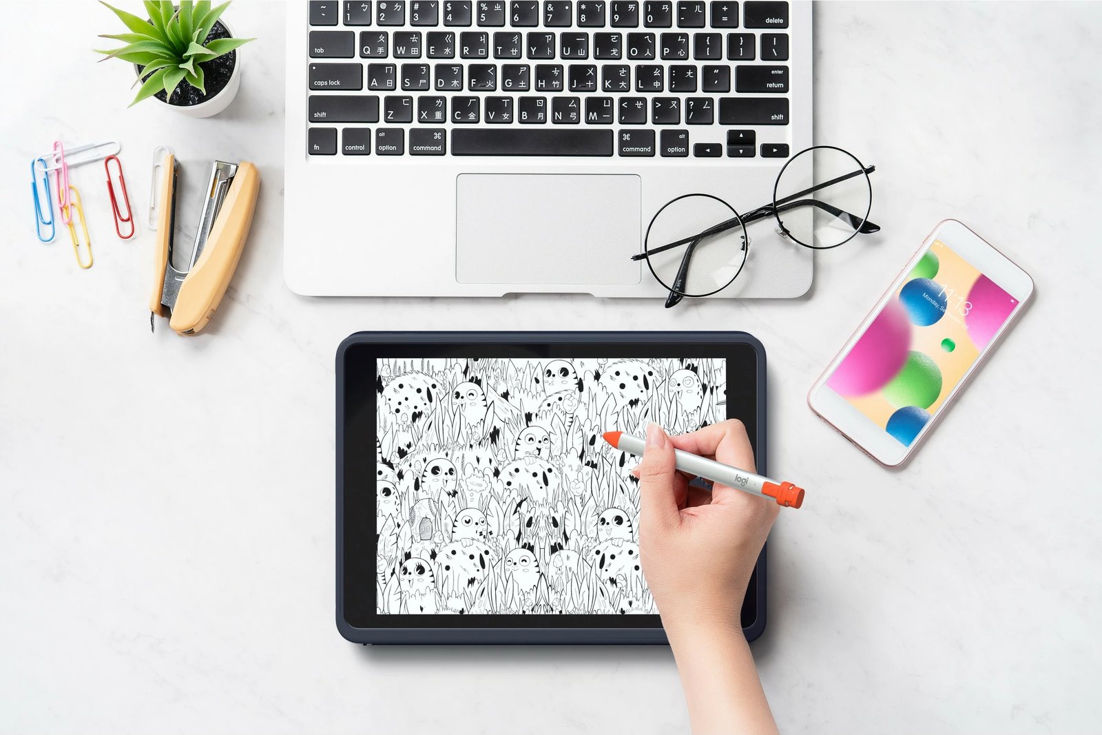 Mbështjellës tastierë Logitech Rugged Combo 3, për iPad (7, 8, 9 gjeneratë), QWERTZ, ngjyrë kaltër