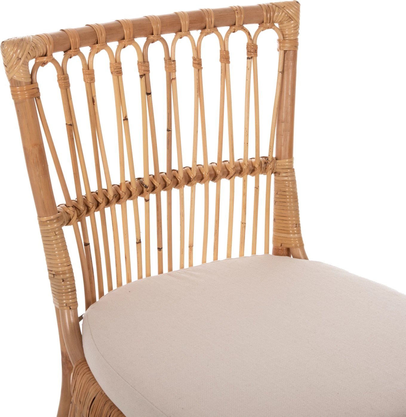 Karrige për ngrënie THALIN FH9834 rattan ngjyrë natyrale-jastëk ngjyrë bardhë 53x58x91Hcm