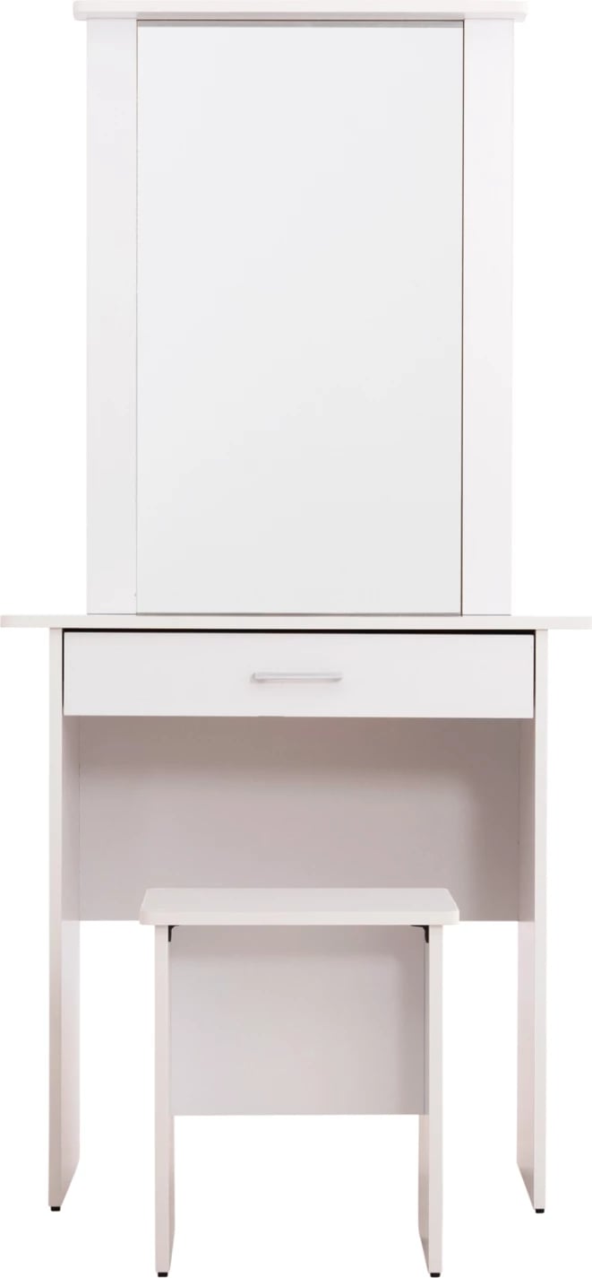 Set tavoline tualeti me pasqyrë dhe karrige CRYSTEL FH9938.01 melaminë e bardhë 74x39x155H cm.