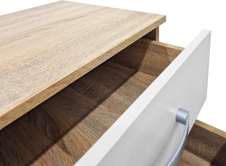 Komodinë anës krevati Athos, ngjyrë sonoma-e bardhë, 48x40x41.5cm