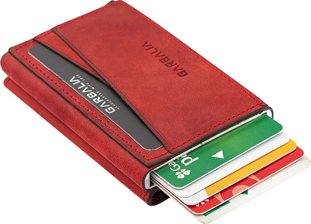 Portofol për burra, lëkurë origjinale, ngjyrë e kuqe, Zoozie Bags