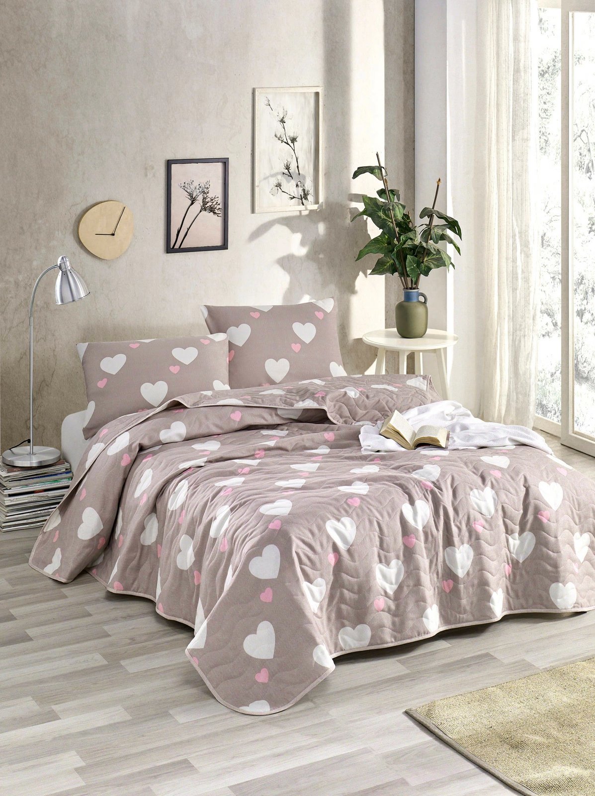 Set mbulesë dysheku dopio L'essentiel, Herz, ngjyrë rozë e zbehtë