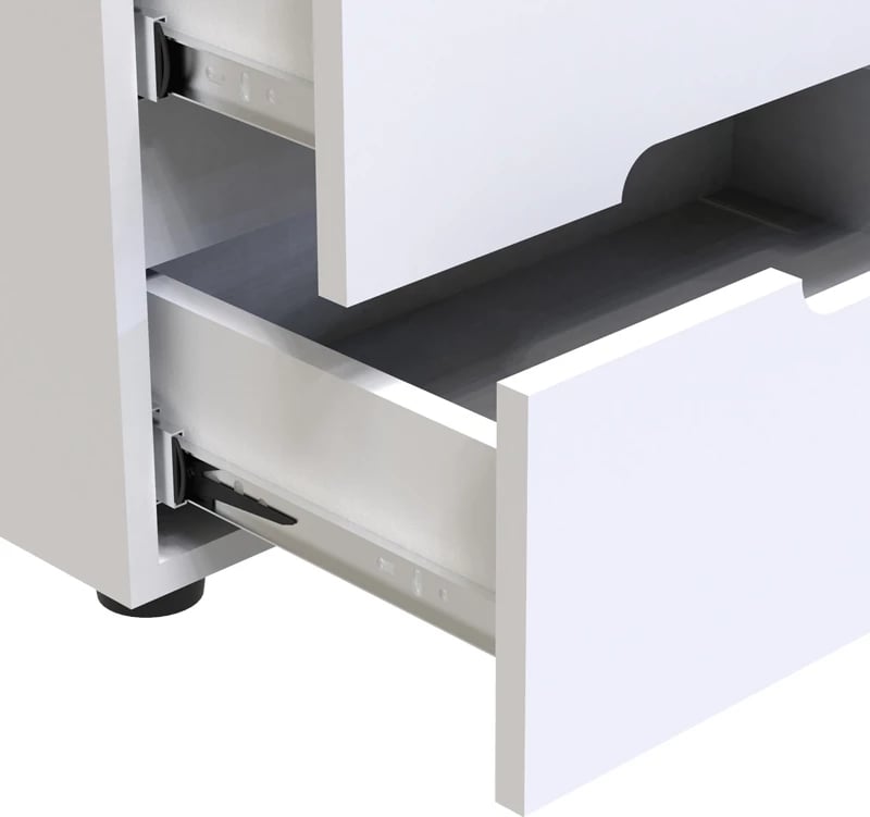 Komodinë Afina MDF, ngjyrë e bardhë me shkëlqim, 50x35x41cm