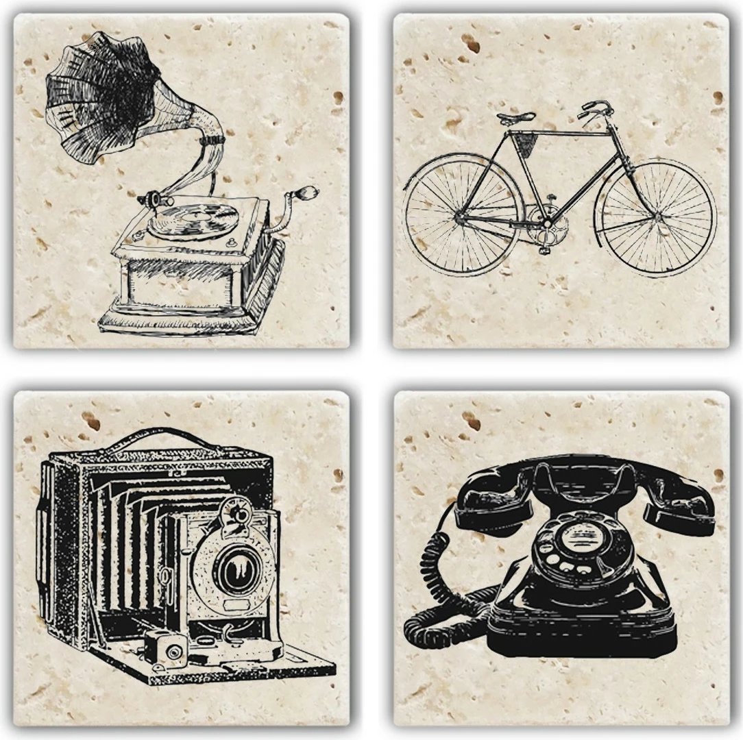 Set nënshtruesish xhami prej guri natyral, shumëngjyrësh, 4 copë, Hermia, TBA7436502215254