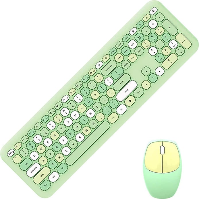 Set tastierë dhe maus wireless MOFII SMK-666395AG, Membranë, 112 taste, 1200 DPI, Gjelbër