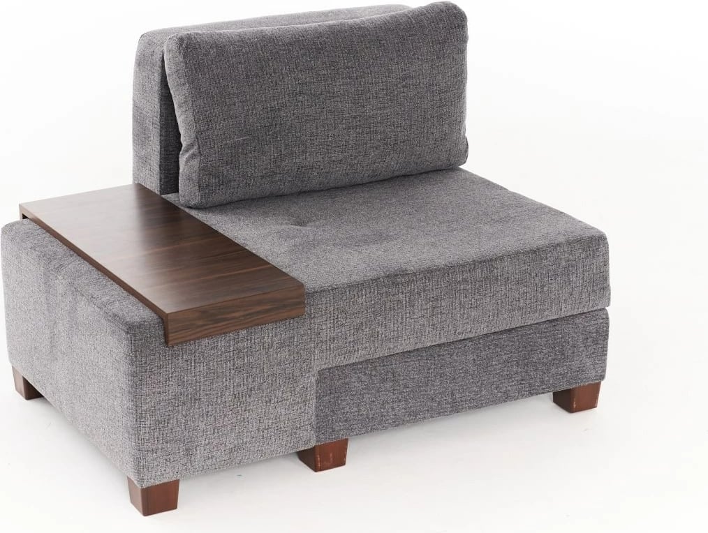 Krevat-kolltuk një vendësh, Atelier del Sofa, Perenna Chenille, kënd majtas, ngjyrë gri