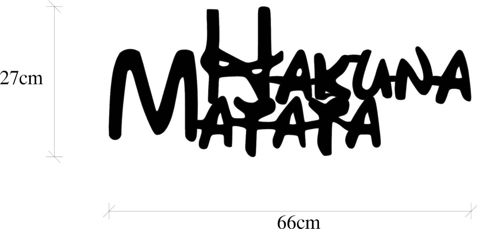 Aksesor dekorativ metalik për mur, Hakuna Matata, i zi, 66x1.5x27cm