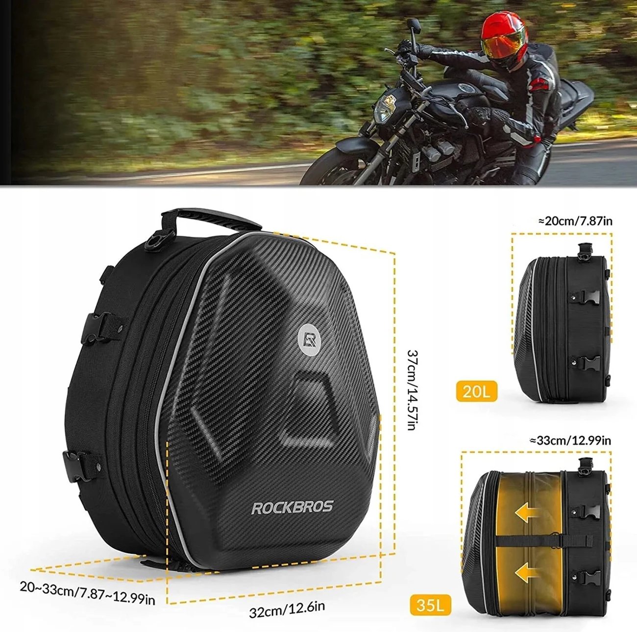 Çantë motoçiklete Rockbros 30140026001, 20-35L, e zezë