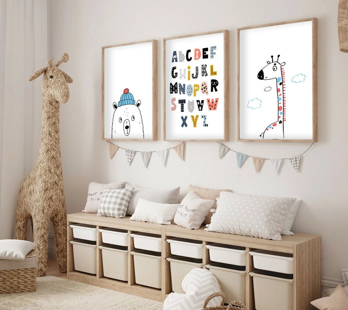 Pikturë dekorative me kornizë, 3 pjesë, Wallity, Huhu194, 70x50