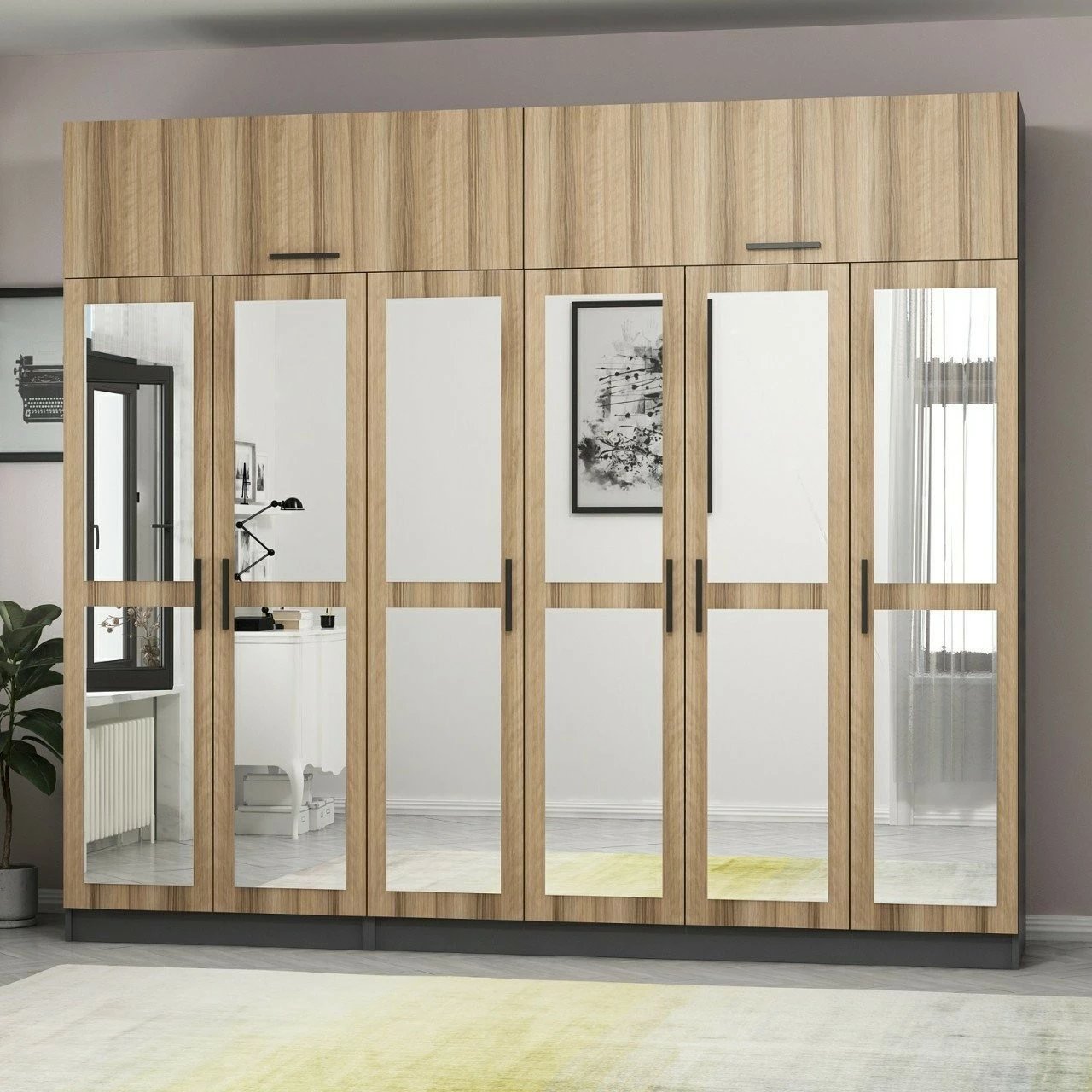 Dollap Skye Decor, ngjyrë arre dhe antracit, 270x255x52cm