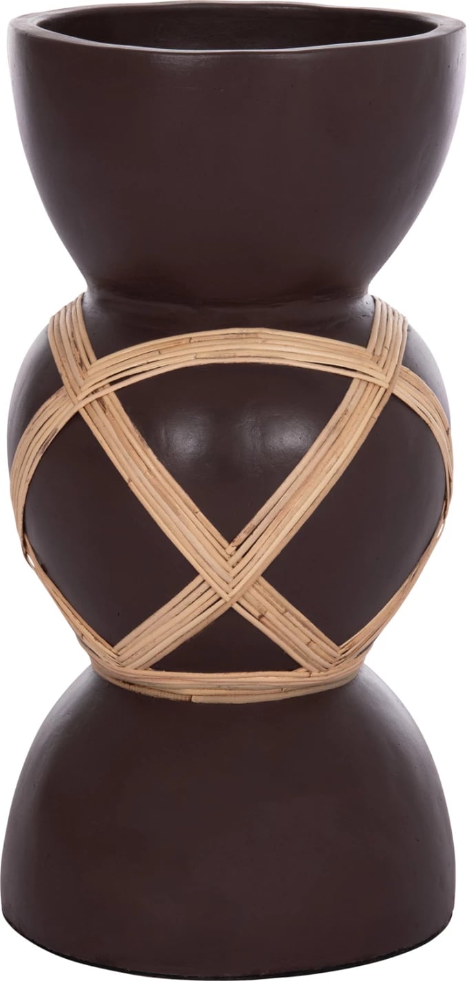 Vazo dekorative për dysheme MAYNARD, fibër-cement, ngjyrë çokollate, ratan, FH4672.07L, 32x62.5cm