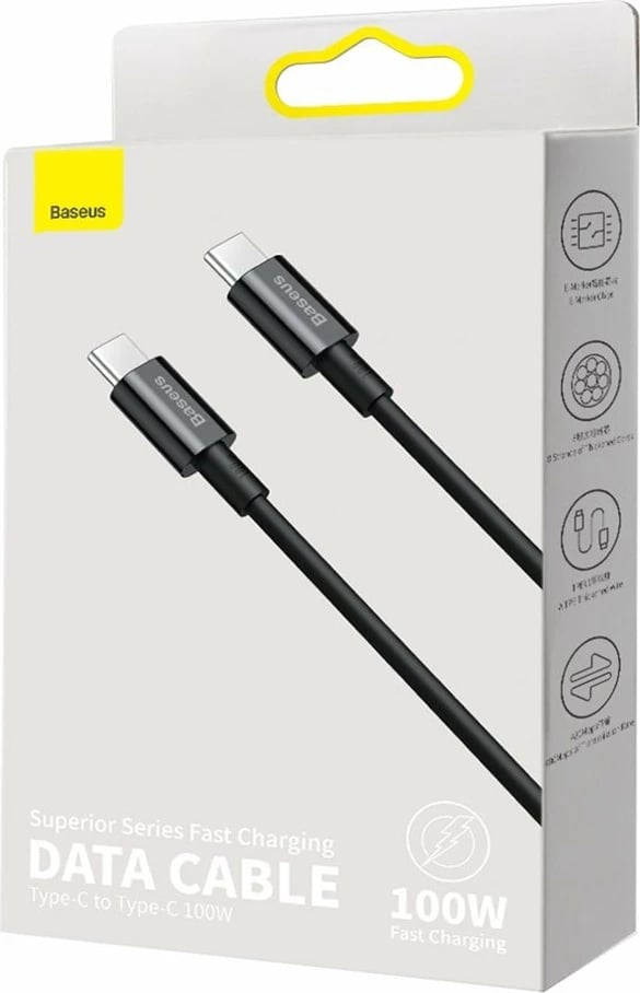 Kabllo USB-C në USB-C Baseus CATYS-C01, 2m, 100W, e zezë