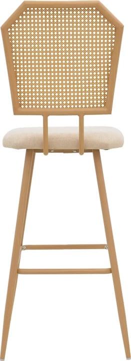 Karrige për bar Camilla I, ratan PE natyral, stof natyral, metal natyral, 47.5x58x117cm (2 copë)