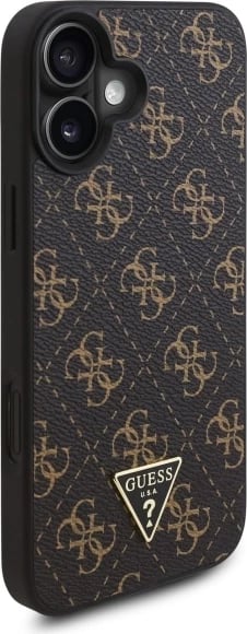 Mbështjellës Guess 4G Triangle për iPhone 16, 6.1", Zi