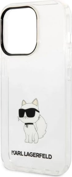 Mbështjellës Karl Lagerfeld Choupette për iPhone 14 Pro, Transparent
