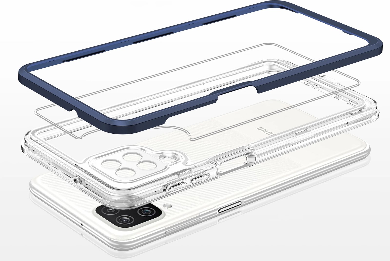 Mbështjellës Hurtel Hybrid Armor Clear 3in1 për Samsung Galaxy A12 5G, Blu/Transparent