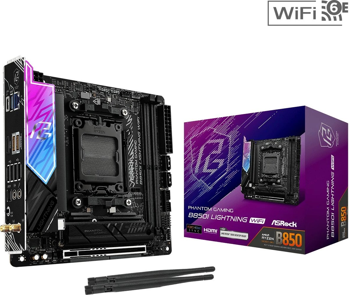 Pllakë amë ASRock B850I LIGHTNING WIFI, mini ITX, Socket AM5, DDR5, WiFi 6E, e zezë