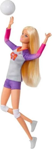 Kukull Barbie Made to Move lojtare volejbolli, Mattel HKT72, me uniformë, top dhe aksesorë