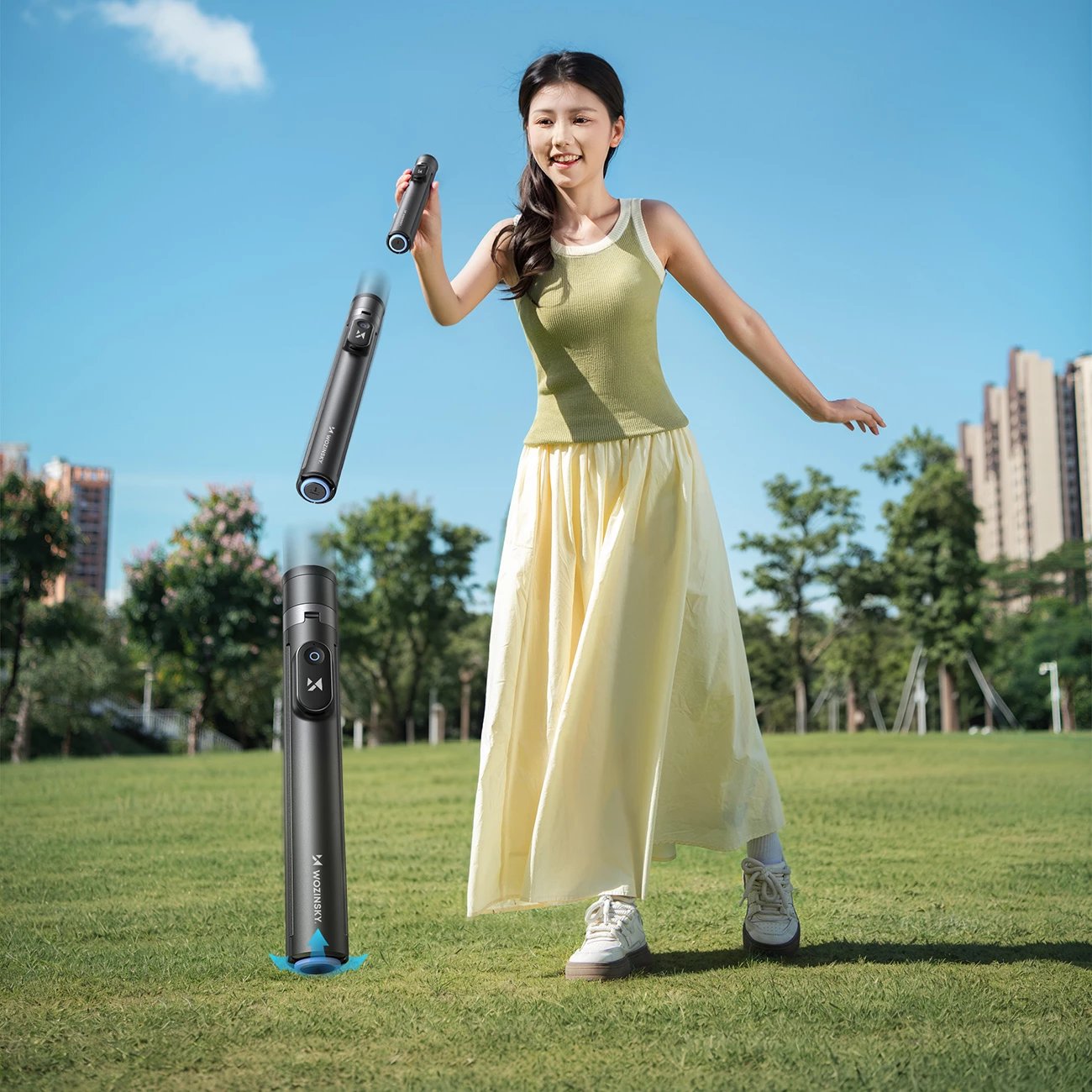 Selfie stick Wozinsky WRZP1 me këmbë që hapen automatikisht, tripod, 1.7m, zi
