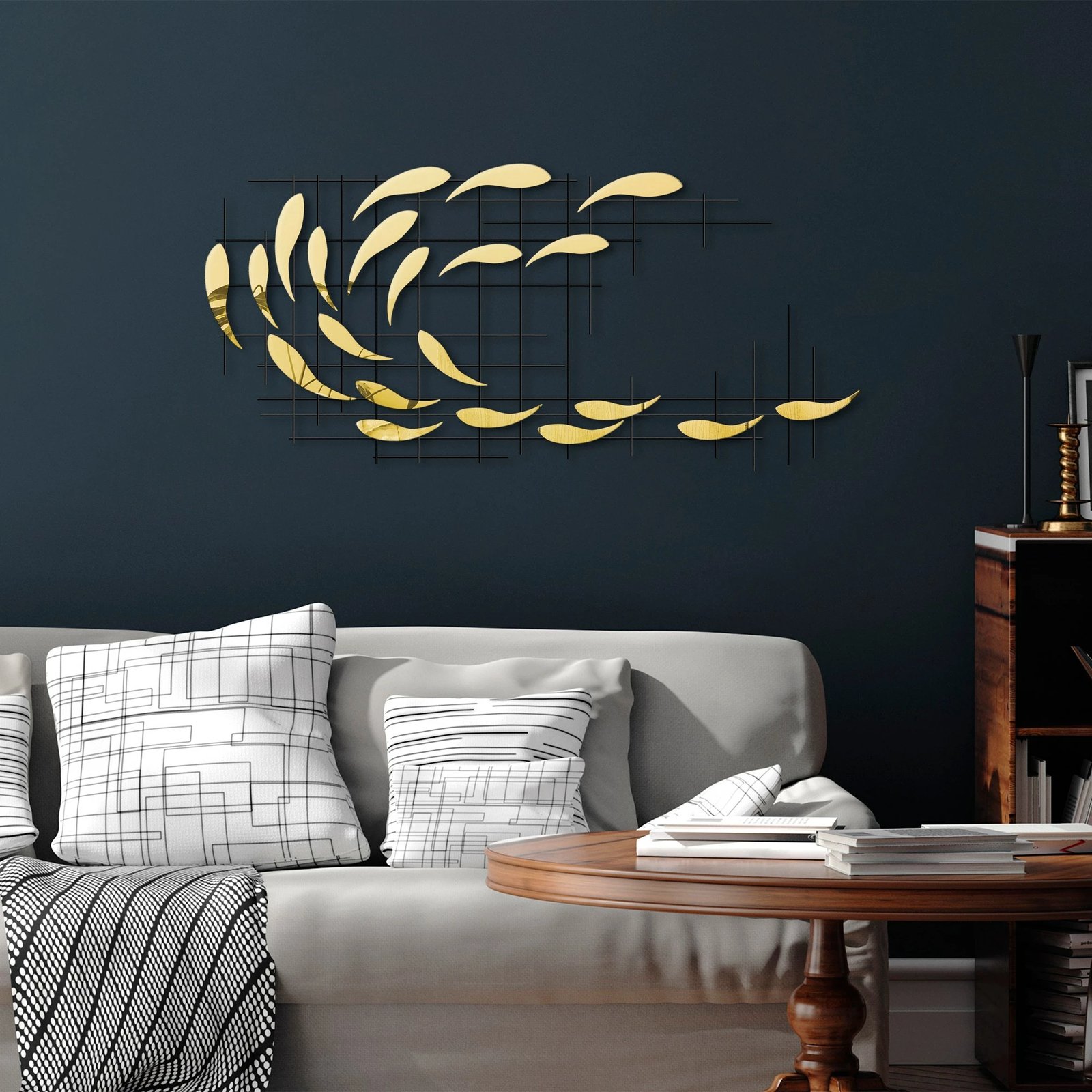 Aksesor dekorativ metalik për mur, Wallity Sheen - 1, shumëngjyrësh, 100x45x4cm