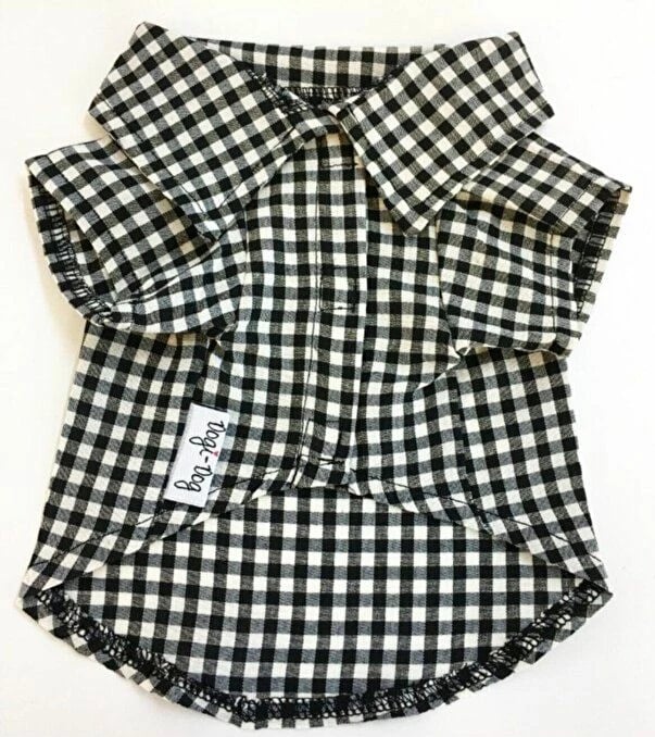 Bluze për qen, Paws & Whiskers, këmishë me katrorë të zi