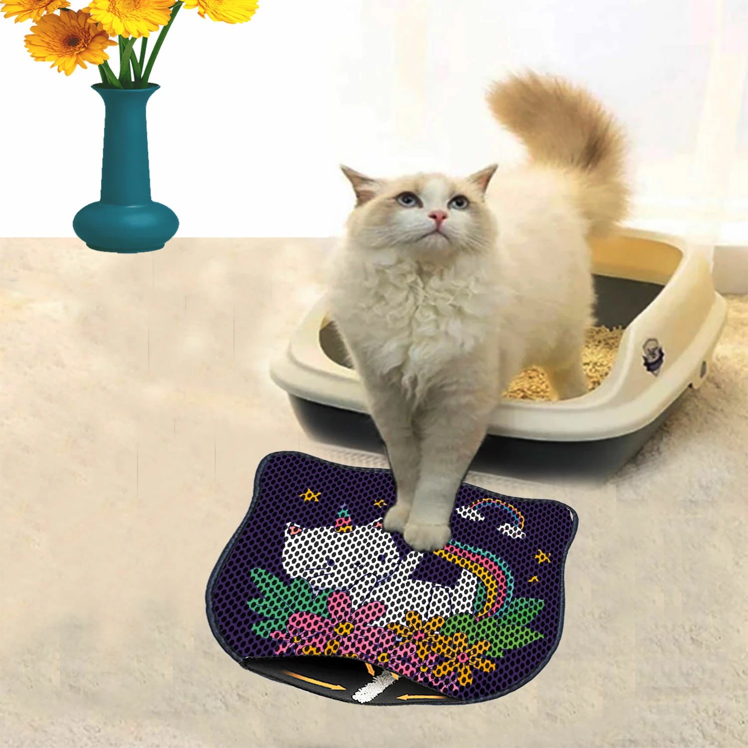 Tapet për rërë maceje, shumëngjyrësh, Paws & Whiskers, Kdkafa0052, 40x50cm